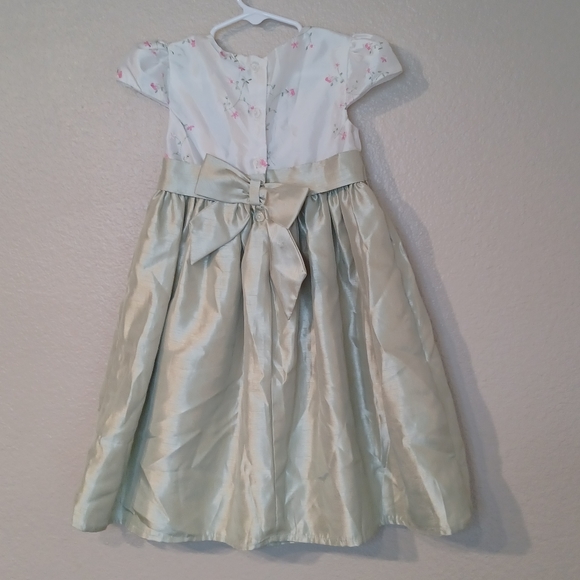 Perfectly Dressed White Green Floral Cap Sleeve Toddler Dress Size 4T - Picture 7 of 12